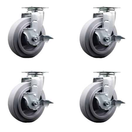 Service Caster Tool Box Caster Wheel Set 6'' Thermoplastic Rubber Swivel Casters, 4PK TOOL-SCC-20S620-TPRRF-TLB-4